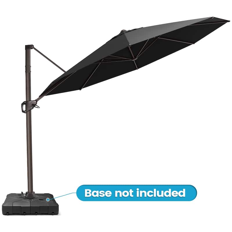Outdoor 11 Ft Patio Cantilever Offset Umbrella with 360 Degree Rotation