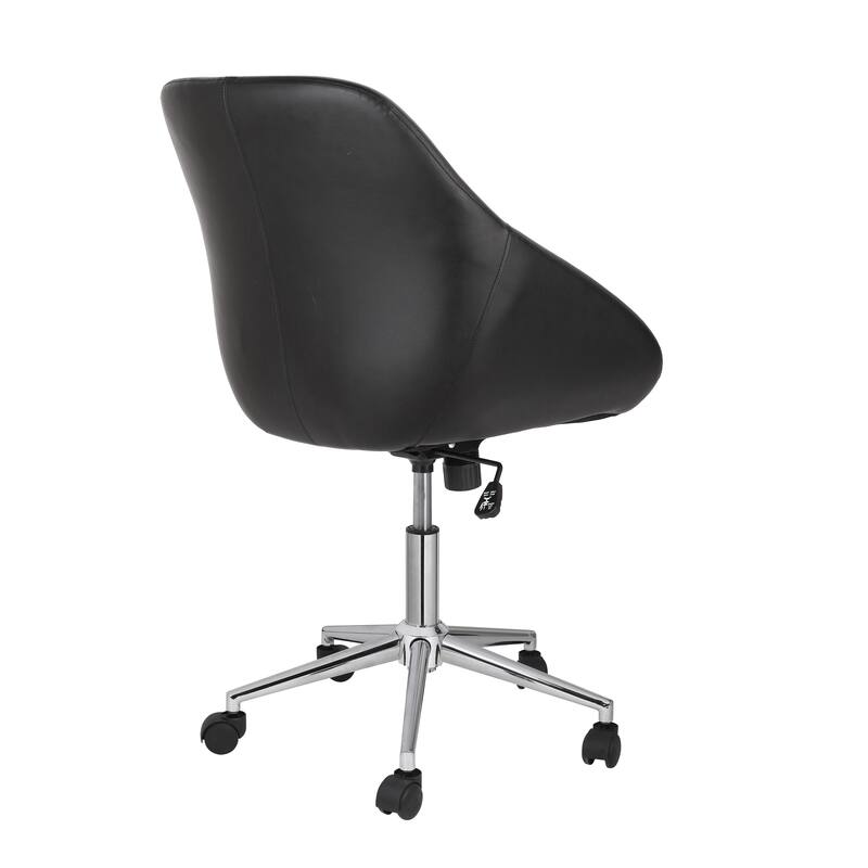 Porthos Home Hayes Swivel Office Chair, Chrome Base, PU Leather