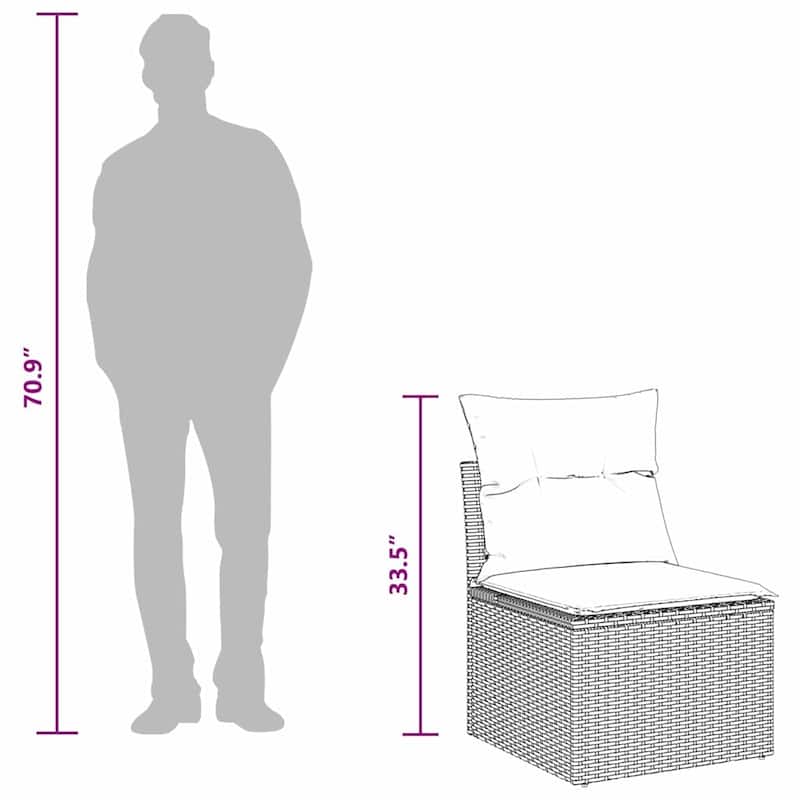 vidaXL Garden Sofa Set with Cushion 8 pcs Black Poly rattan - 82 x 126 x 33