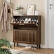 preview thumbnail 8 of 12, Shoe Cabinet, Shoe Storage Cabinet with Louvered 2 Flip Drawers, Freestanding Shoe Organizer Cabinet Walnut 31.5" W