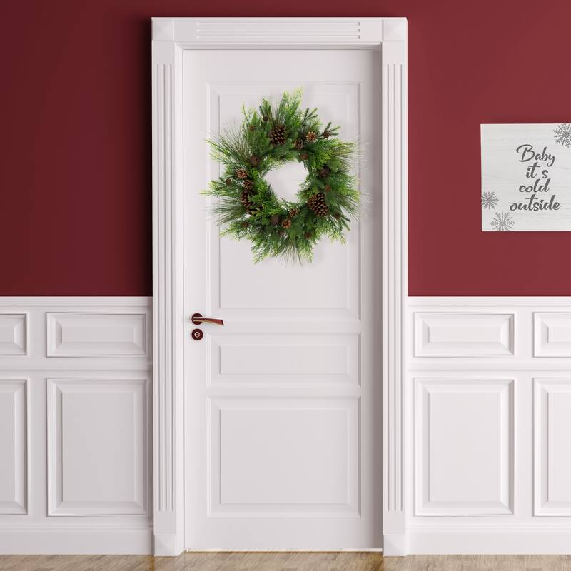 Real Touch™️ Pinecones and Jingle Bells Artificial Christmas Wreath - 26" - Unlit