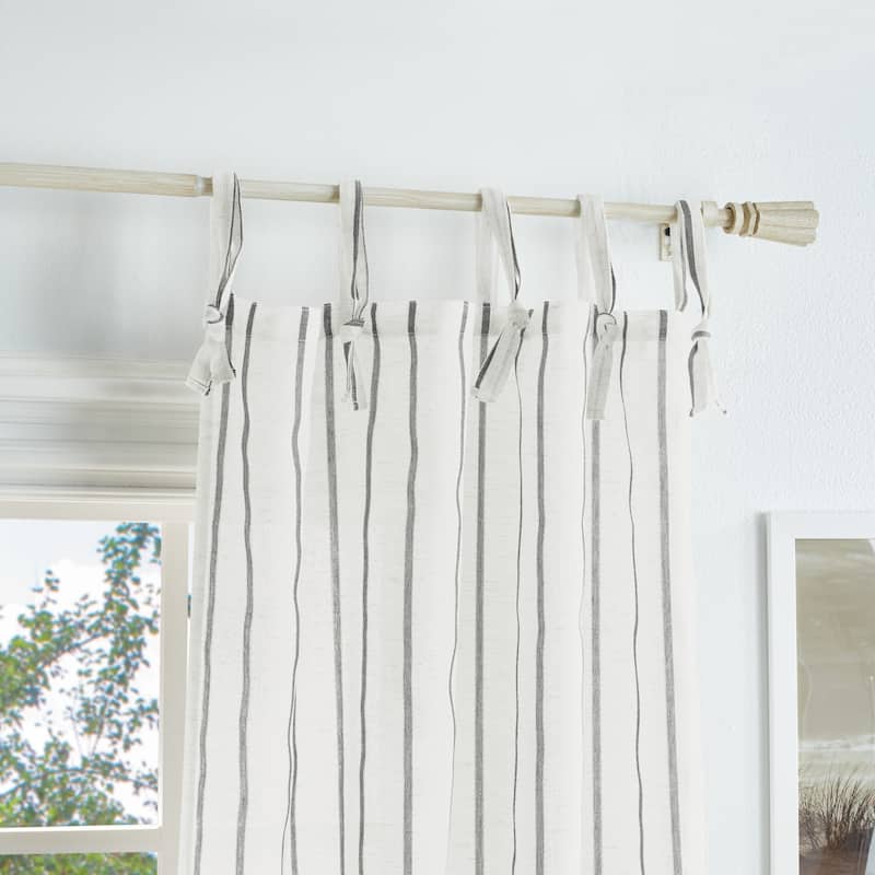 Martha Stewart Laguna Stripe Semi-Sheer Tie Tab Curtain Panel Pair