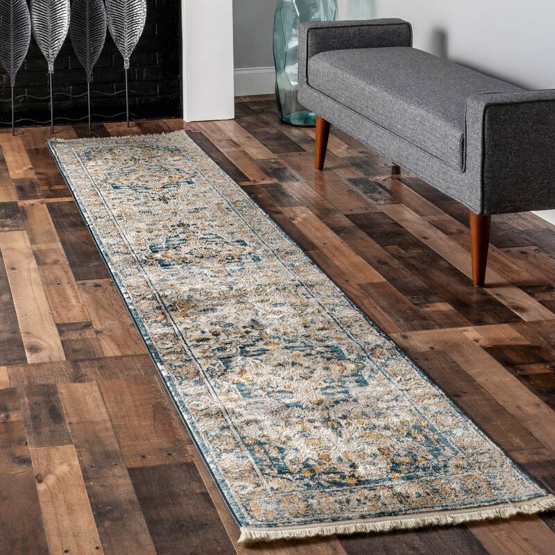 Nuloom Josephine Winged Cartouche Area Rug - 2'6" x 6' Runner - Grey - Runner