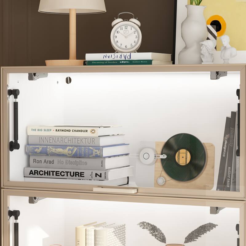 Sleek Aluminum Cabinet with Four Doors and Adjustable Strip Lights