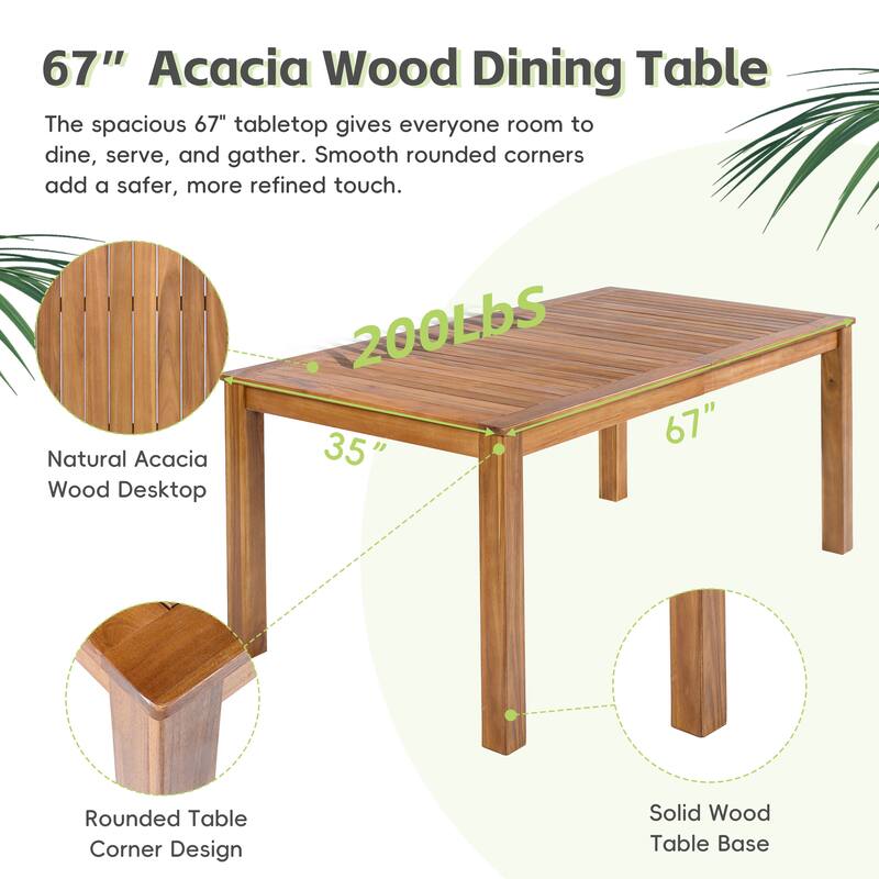 Roomfitters 5-Piece Patio Dining Table Set, Modern Outdoor Furniture with 4 Rope Armchairs and Cushions, Natural