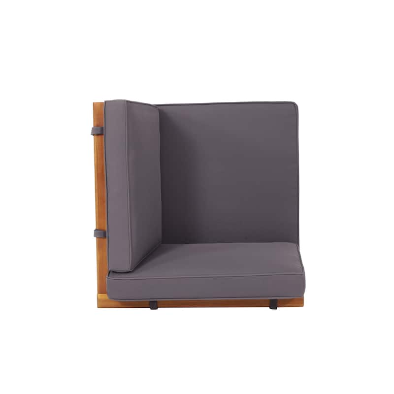 Aston Outdoor Acacia Wood Chat Set with Cushions by Christopher Knight Home