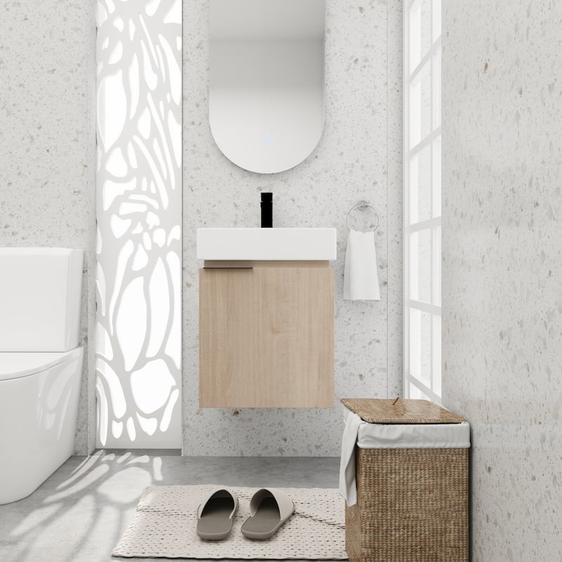 BNK 16/18 Inch Single Sink Bathroom Vanity with Soft Close Door