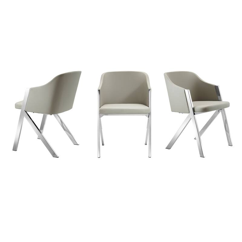 Casabianca Home Acorn Set of 2 Arm Dining Chair in Taupe PU Leather