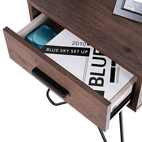 Shop Gymax Nightstand Side End Coffee Table Storage Display Steel