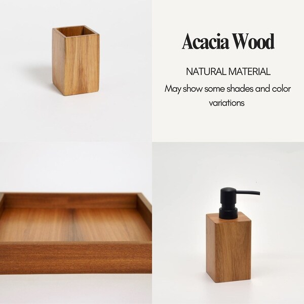 Acacia Wood Bathroom Accessory Set Collection - Bed Bath & Beyond