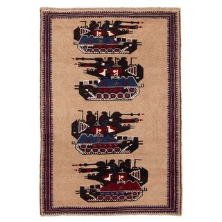 War Machine Rug ECARPETGALLERY Hand-knotted Rare War Tan Wool Rug - 2'11 x 4'4 - Bed ...