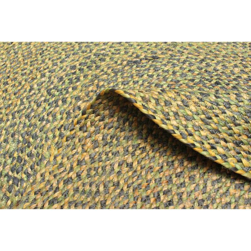 ECARPETGALLERY Braided Weave Palas Denizli Green Jute Rug - 3'3 x 3'3