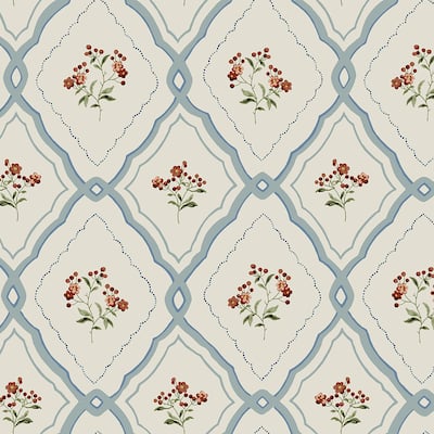 Laura Ashley Pinford Trellis Pale Seaspray Blue Removable Wallpaper