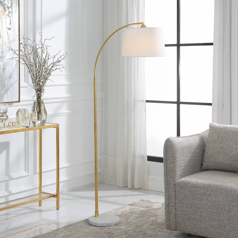 Porch & Den Gold Metal Arc Floor Lamp with Solid Marble Base