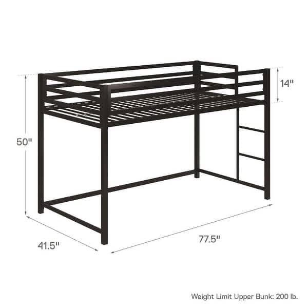 dimension image slide 2 of 3, Avenue Greene Macie Twin Metal Junior Loft Bed