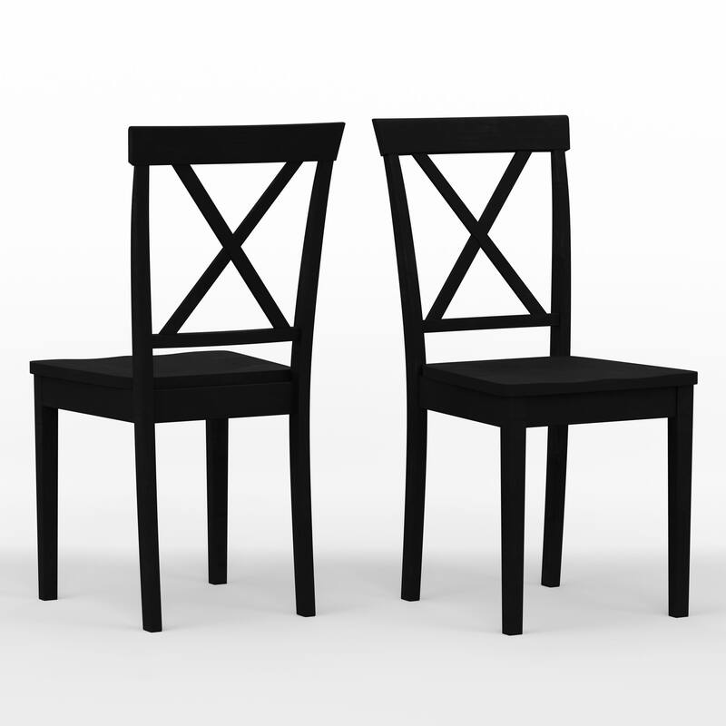 3-Piece Dining Set, 48" Rectangle Wood Table and X-Back Chairs
