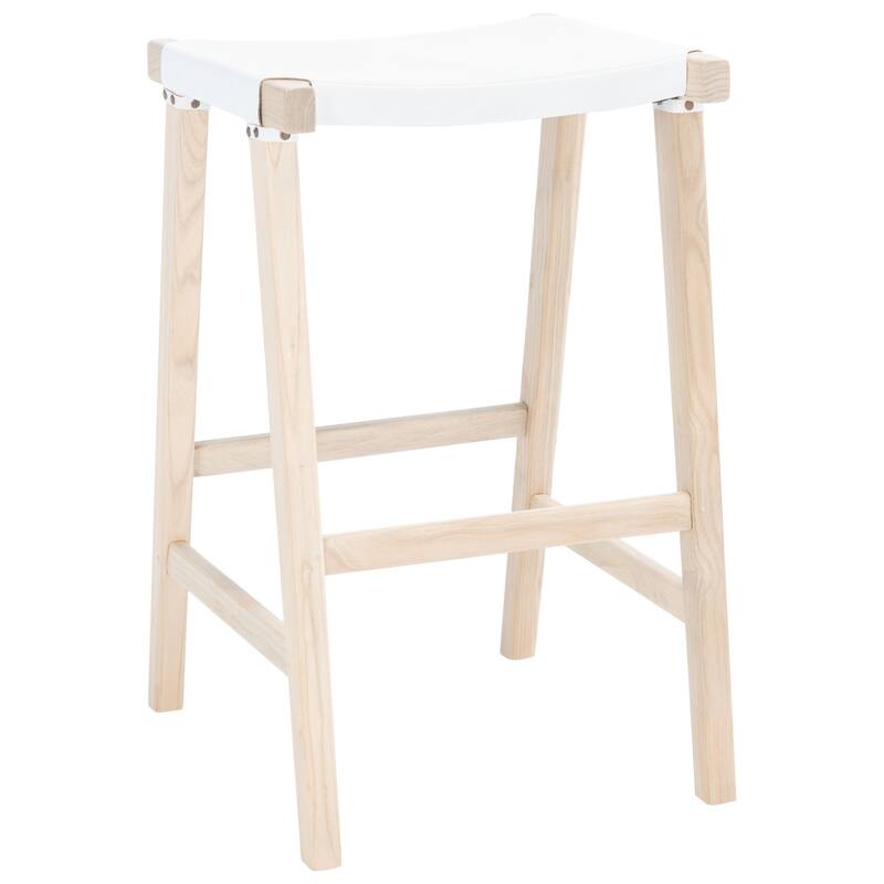 SAFAVIEH Luxita 30-inch Leather Rectangle Bar Stool - 18.5" x 20" x 30" - 19Wx20Dx30H