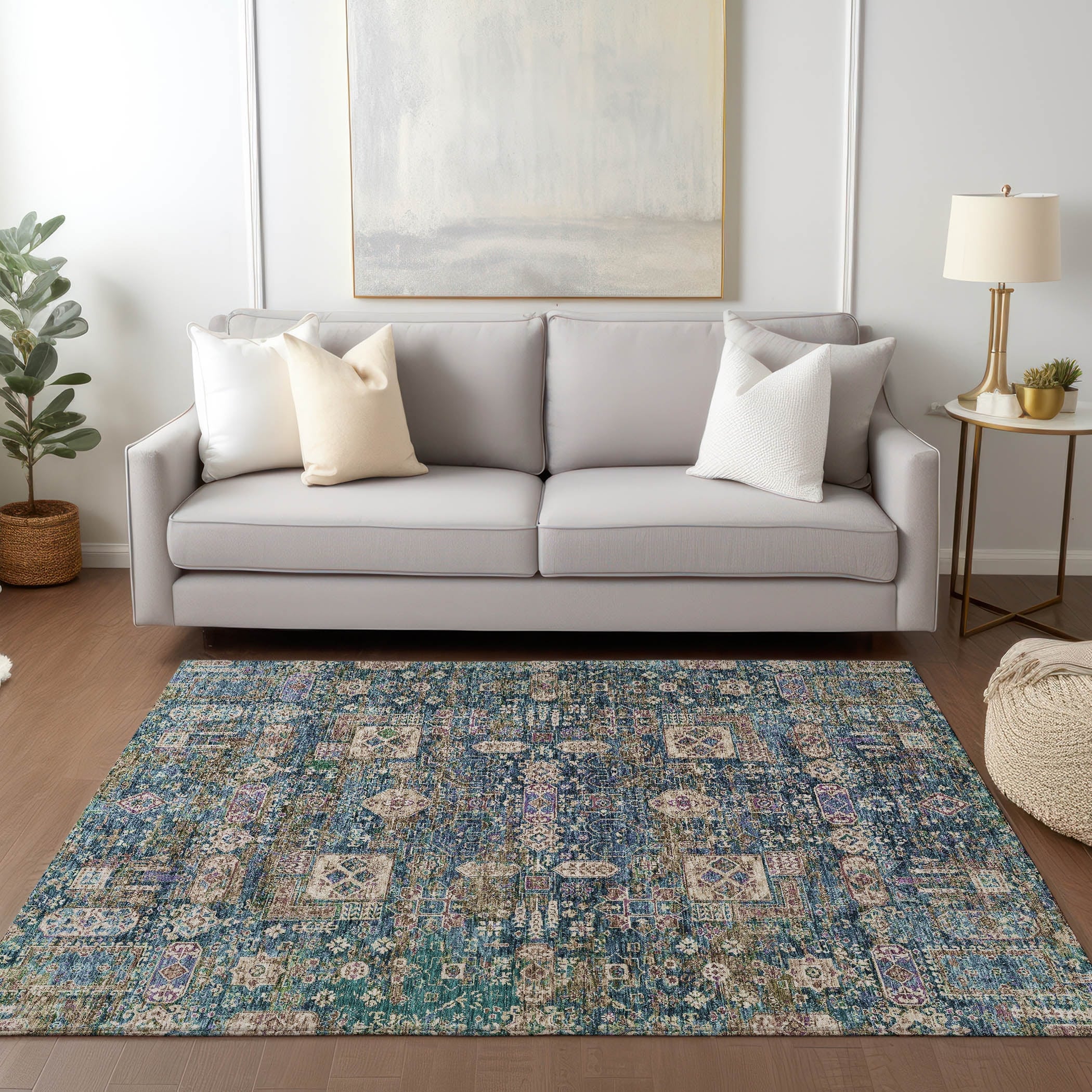 Machine Washable Indoor/ Outdoor Chantille Traditional Vintage Rug