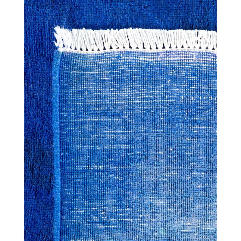 Overton Handknotted Wool Vintage Inspired Contemporary Overdyed Blue Area Rug - 15' 4" x 12' 1"