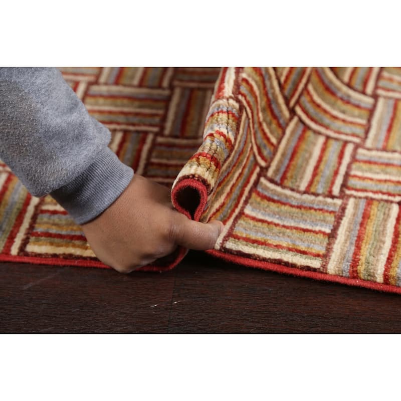 Geometric Gabbeh Kashkoli Oriental Wool Area Rug Hand-knotted Carpet - 4'9" x 6'2"
