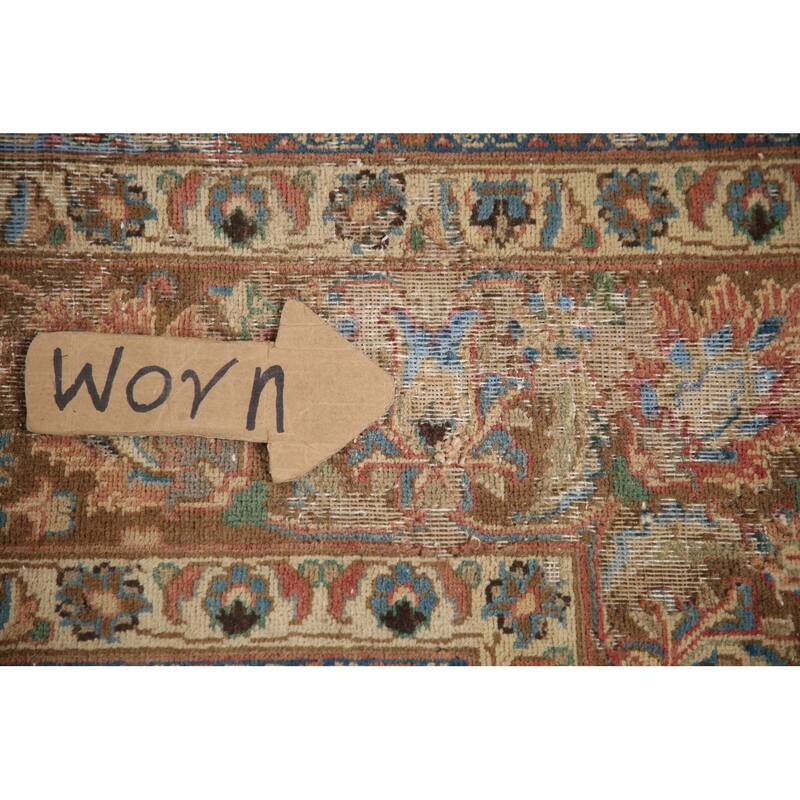 Hand Knotted Oriental 100% Wool Carpet Traditional Floral Pink Mashad Area Rug - 9' 6'' X 6' 3''