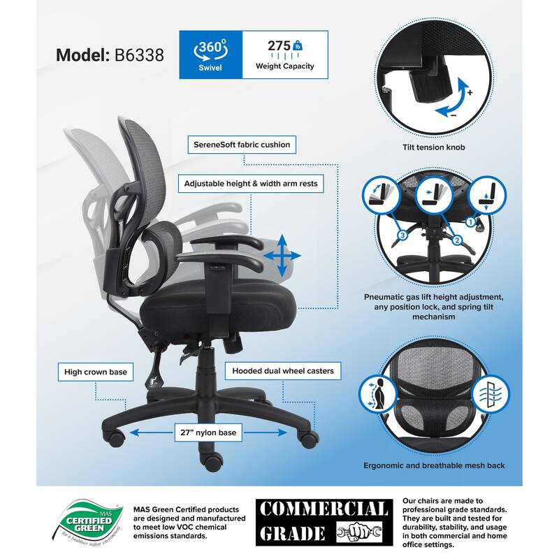Boss Office Products Multi-Function Mesh Task Chair