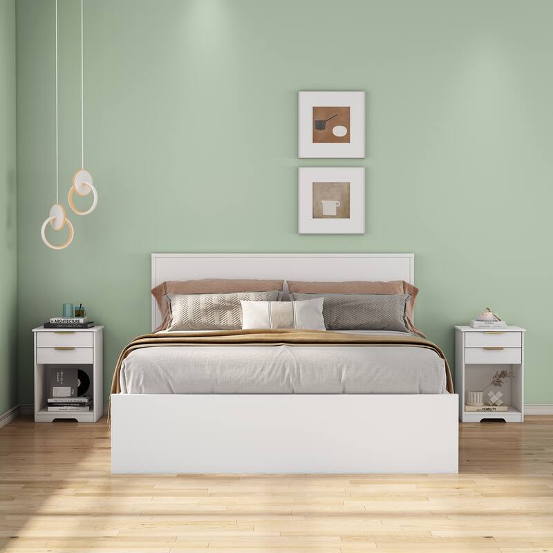 Side Table Nightstand End Table with Open Shelf, Coffee Table File Cabinet Accent Cabinet with Drawers