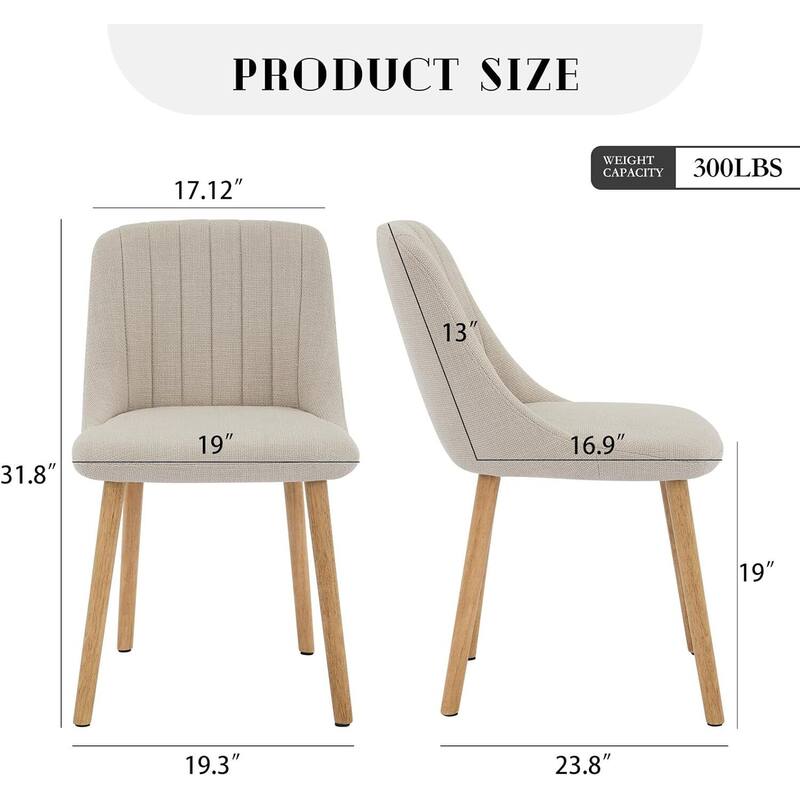 Set of 2 Modern Kitchen Upholstered Fabric Dining Chairs for Living Room, Bedroom