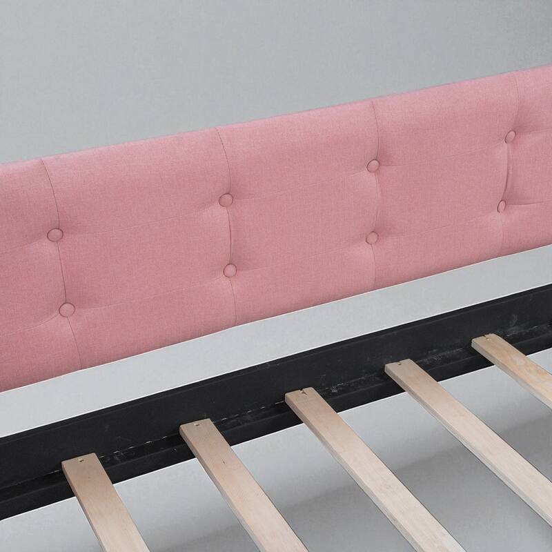 Full Size Upholstered Daybed with Velvet Fabric, Solid Wood Frame, Slat Support, No Box Spring Needed