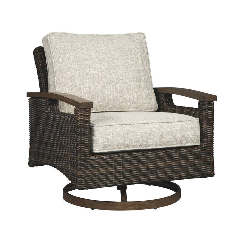 Paradise Trail Outdoor Medium Brown Swivel Lounge Chairs (Set of 2) - 32.5" W x 37" D x 37" H