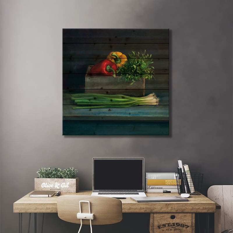 Still Life With Paprika Print On Wood by Jos van Riswick - Multi-Color