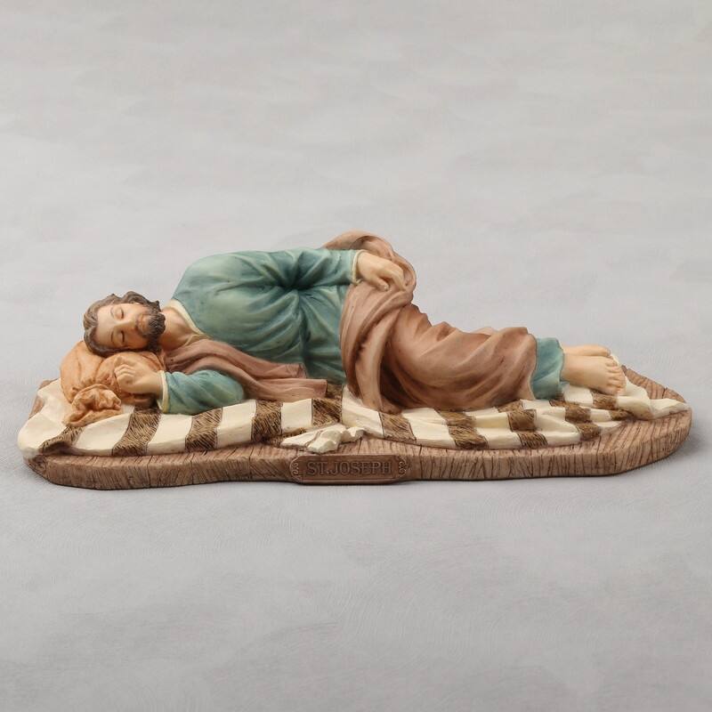 8.3 inches Width Polyresin Sleeping Saint Joseph Multicolor Finish Figurine