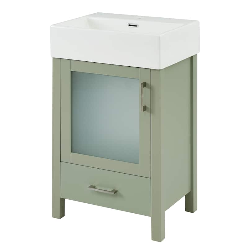 GDFStudio - Solis Wood & Ceramic Modern Bathroom Vanity with Sink & Drawer