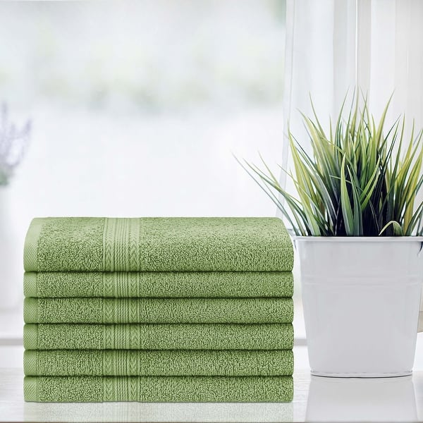 Eco-Friendly Sustainable Cotton Hand Towel by Superior (Set of 6) - Terrace Green