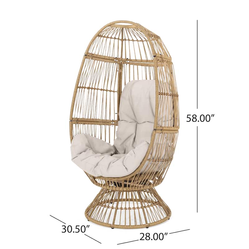 Swivel Egg Chair Basket Chairs Woven Accent Lounge Chair with Cushion