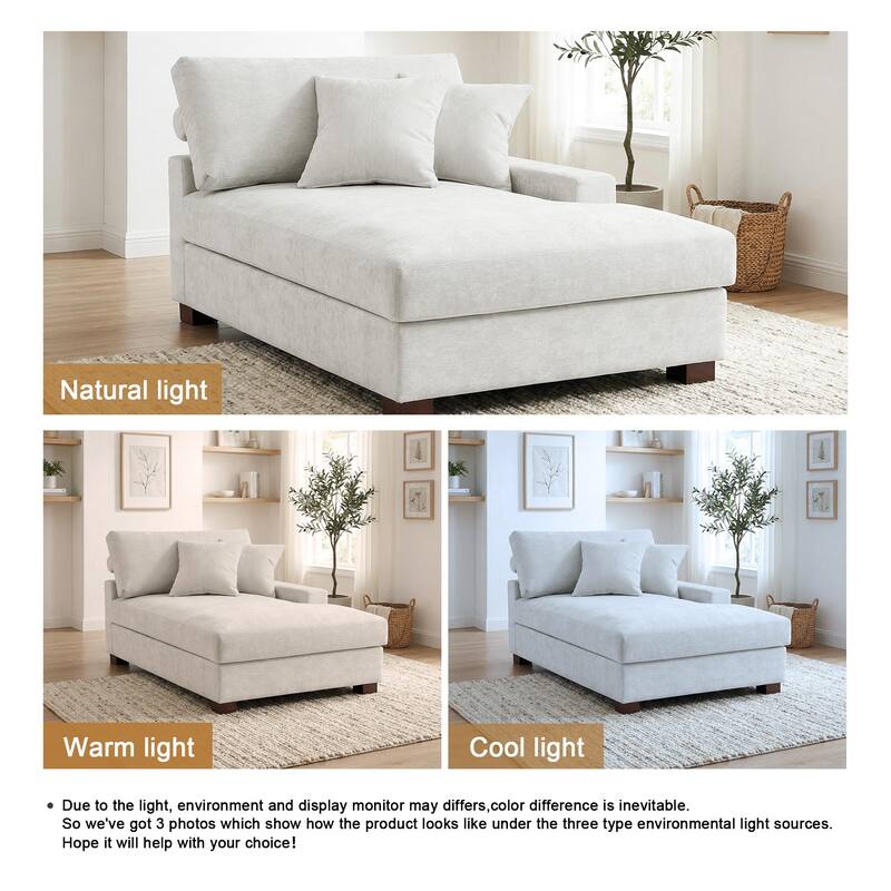 Oversized Chenille Modular Chaise Lounge With Deep Seat