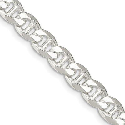 Curata 925 Sterling Silver 8.25mm Flat Mariner Anchor Chain Necklace For Men