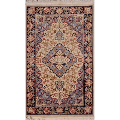 Floral Art Deco Chinese Foyer Rug Hand-Knotted Wool Carpet - 3'2"x 5'1"