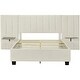 preview thumbnail 37 of 64, Full/Queen Size Upholstered Bed with Velvet Headboard and Integrated Shelves