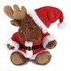 preview thumbnail 1 of 4, DolliBu Santa Brown Sitting Moose Stuffed Animal Toy with Santa Outfit - 10 inches