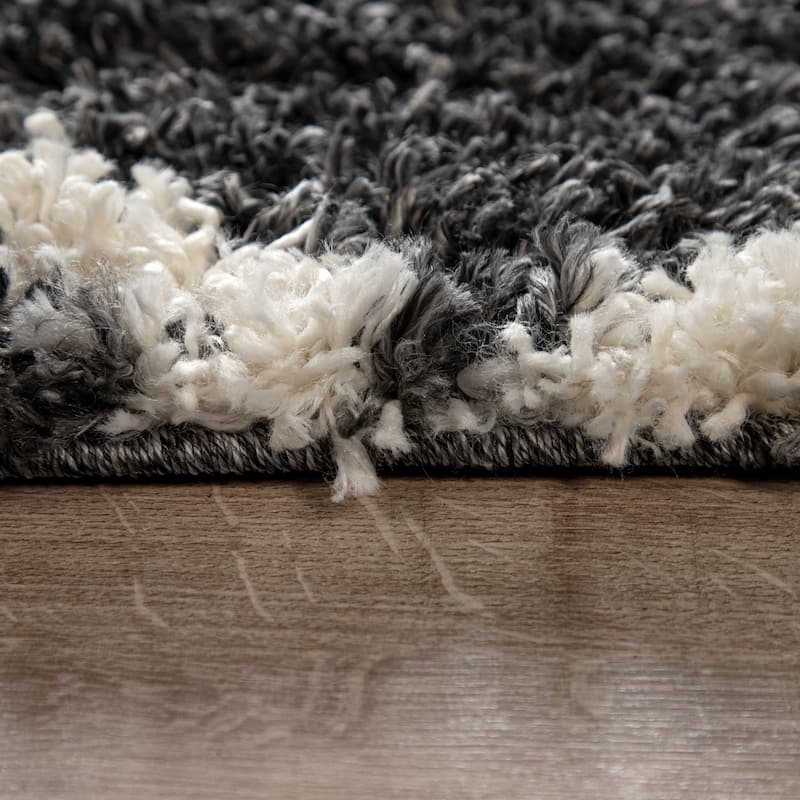 Soft Shag Rug in Anthracite with Diamond Pattern - Scandi Design