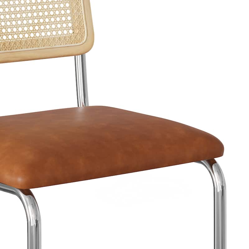 Hayward Cane Back Vegan Leather Bar Height Stool (Set of 2)