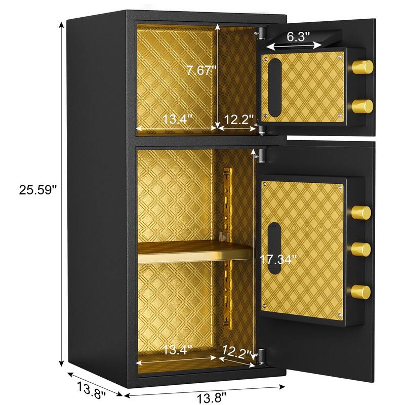 Digital Security Safe with Fireproof and Waterproof Bag,6.5 Cubic Feet Safe Box with Hidden Code Function for Home,Office