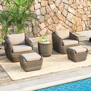 Patio Wicker Furniture Set Outdoor Rattan Bistro Set - Bed Bath ...