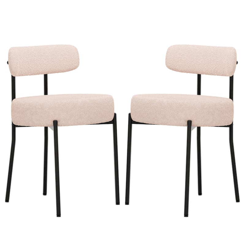 XINMICS Upholstered Boucle Dining Chairs with Black Metal Legs