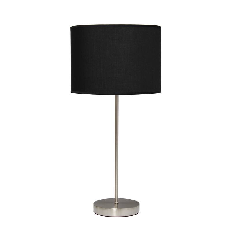 Stick Base Table Lamp with Black Drum Shade - 23" - Brushed Nickel Finish
