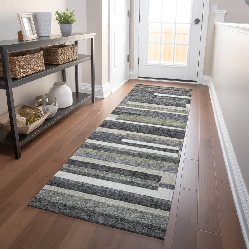 Premium Washable Super Soft Stripes Stacked Mayfield Rug - Charcoal - 2' 3" x 7' 6" - Runner