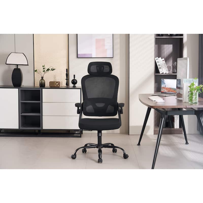 Ergonomic Mesh Office Chair with Adjustable Lumbar Support, 3D Armrests, 2D Headrest, and Swivel Tilt Function