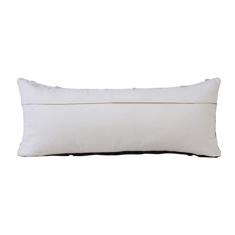 HomeRoots 14" X 36" Black And Off-White 100% Cotton Geometric Zippered Pillow