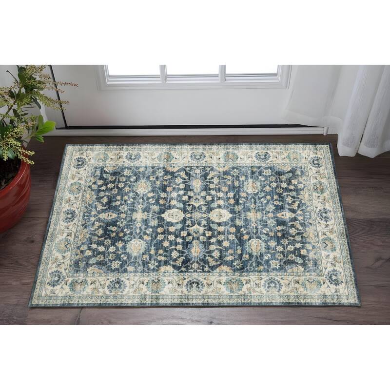 HomeRootsOriental Traditional Runner Area Rug - 35.83' X '24.02' X '0.12 - Blue/Ivory